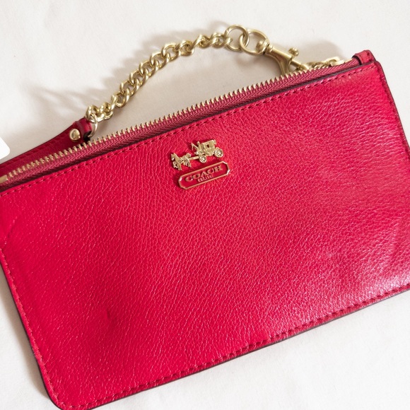 NWT Coach Red Leather Chain Wristlet - Picture 4 of 6